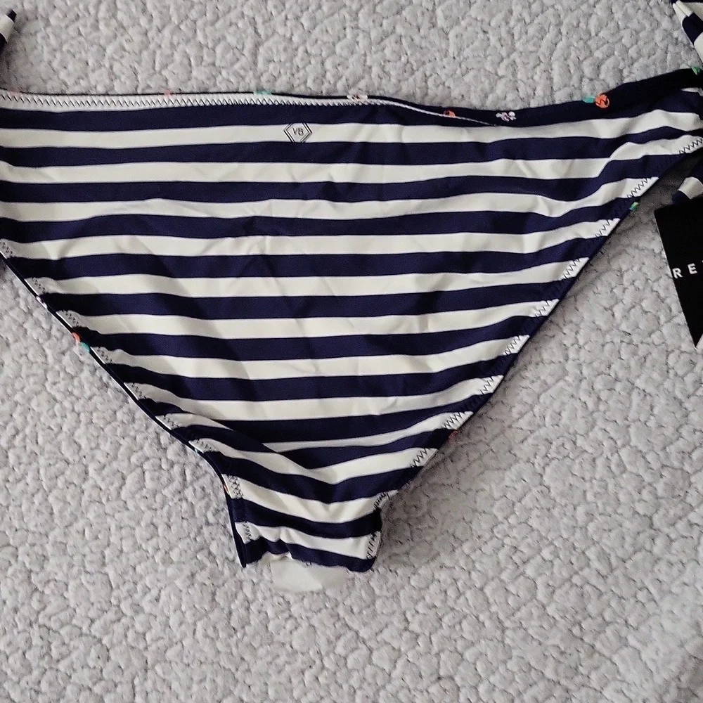 Vera Bradley Navy Floral and Stripe Bikini Bottom Only